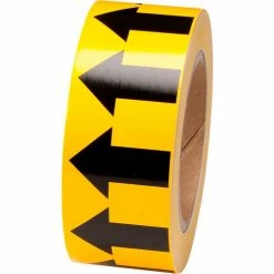 Brady® 91420 Pipe Marker Arrow Tape, Vinyl, 2"W x 30 Yds., Yellow/Black