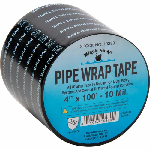 Black Swan Pipe Wrap Tape , 4" x 100' - 10 mil - Pkg Qty 12 3 Black Swan Pipe Wrap Tape , 4" x 100' - 10 mil - Pkg Qty 12